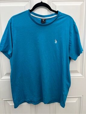 U.S. Polo Assn Mens Turquoise Blue Short Sleeve Crewneck Logo T-Shirt Large